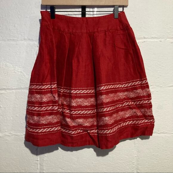 City Unltd Red Embroidered Skirt - Size 4P - Picture 2 of 5